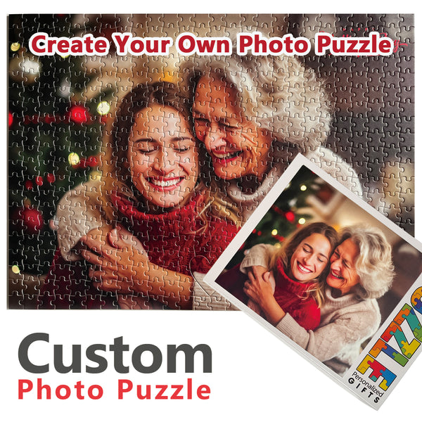 Custom photo puzzle featuring a family memory with matching reference photo